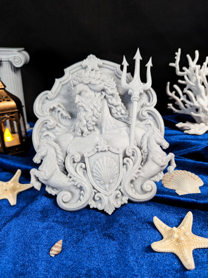 Poseidon Wall Relief - Marble Finish Greek Mythology Gothic Wall Art