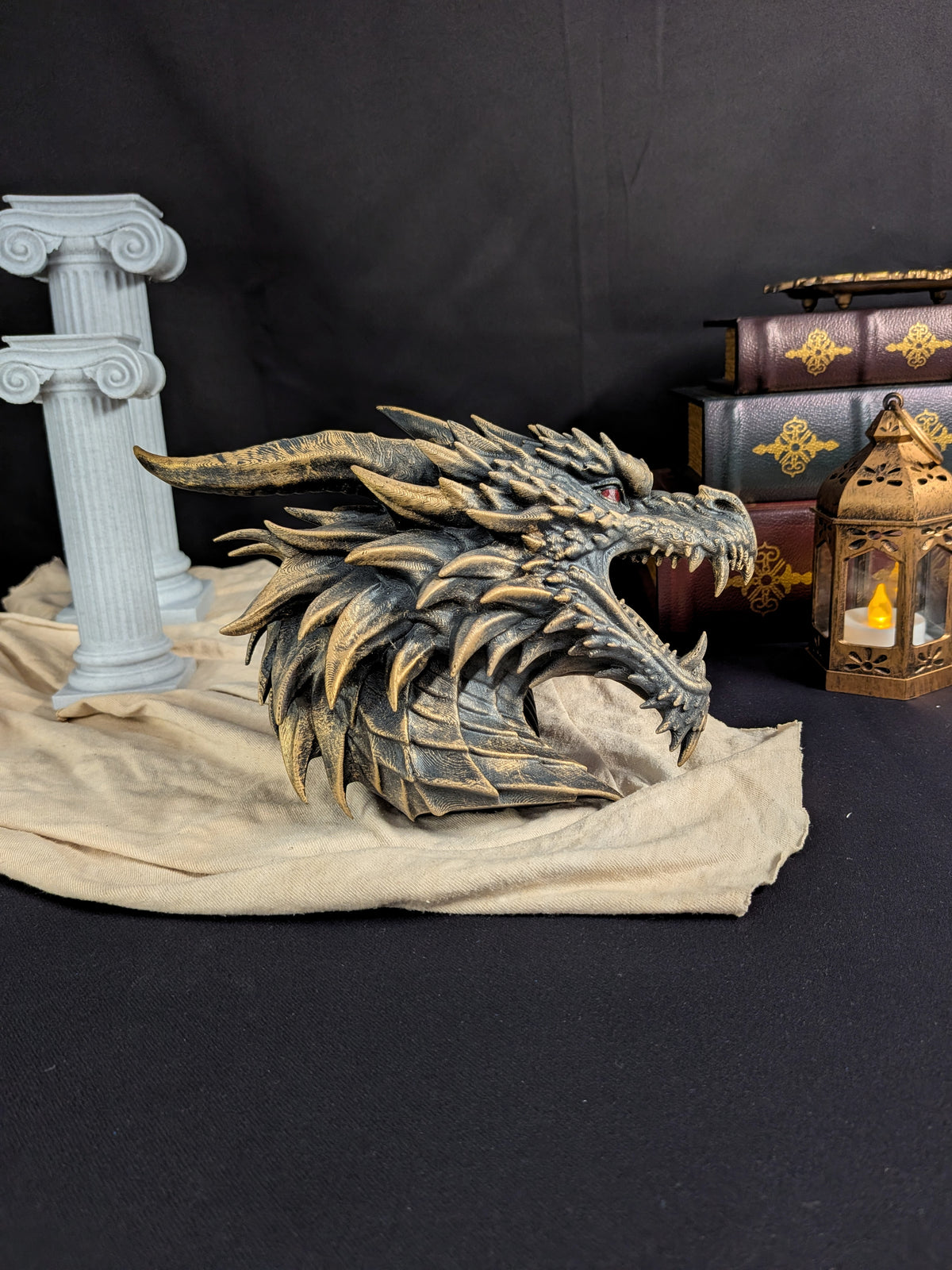 Dragon Wall Sculpture - Golden Style Dragon Head Wall Art