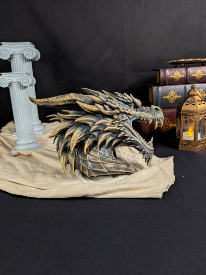 Dragon Wall Sculpture - Golden Style Dragon Head Wall Art