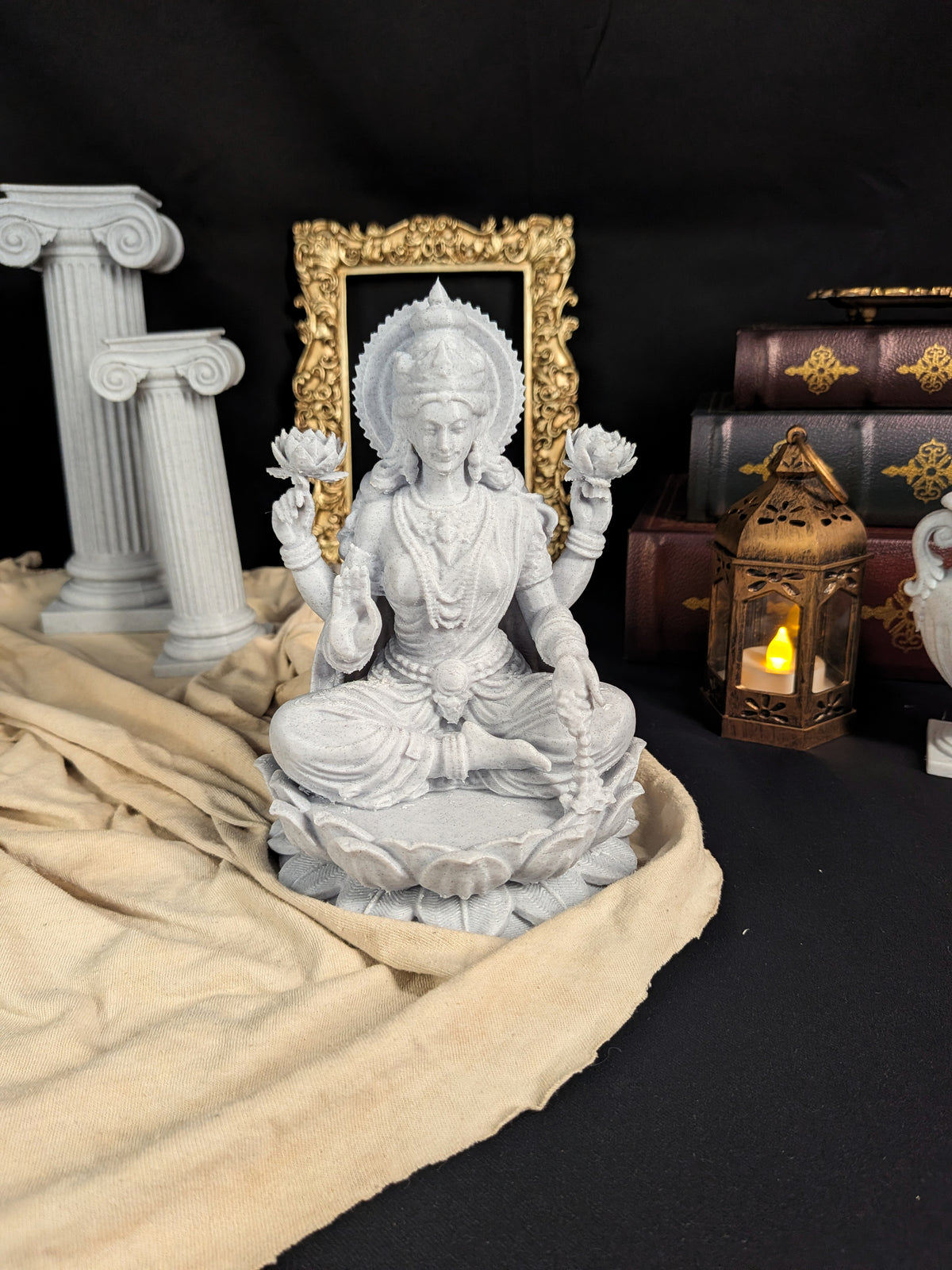Lakshmi Statue - Marble Style Hindu Goddess Sculpture