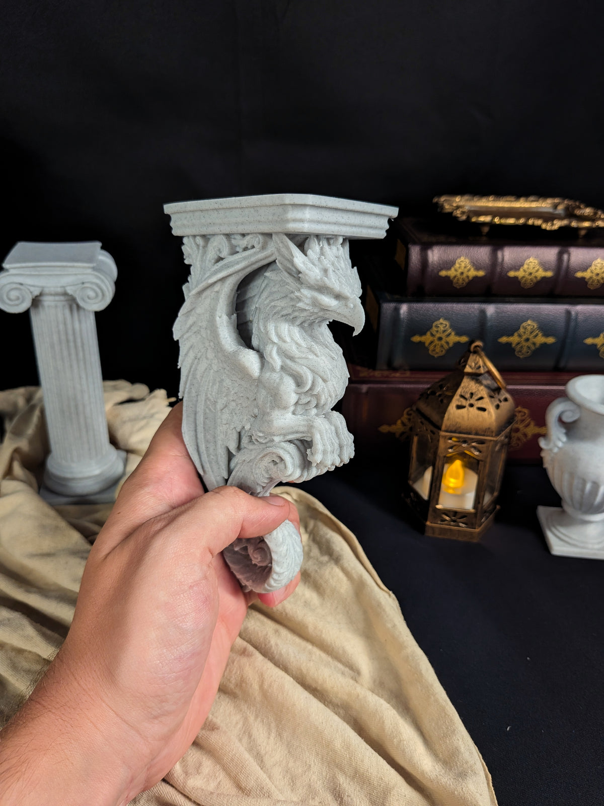 Griffin Corbel Wall Shelf Bracket - Mythical Marble Creature Decor