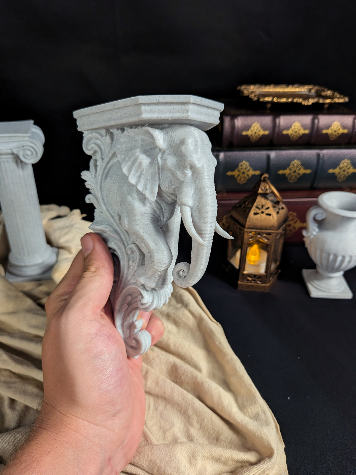 Elephant Corbel Wall Shelf Bracket - Marble Style Safari Decor