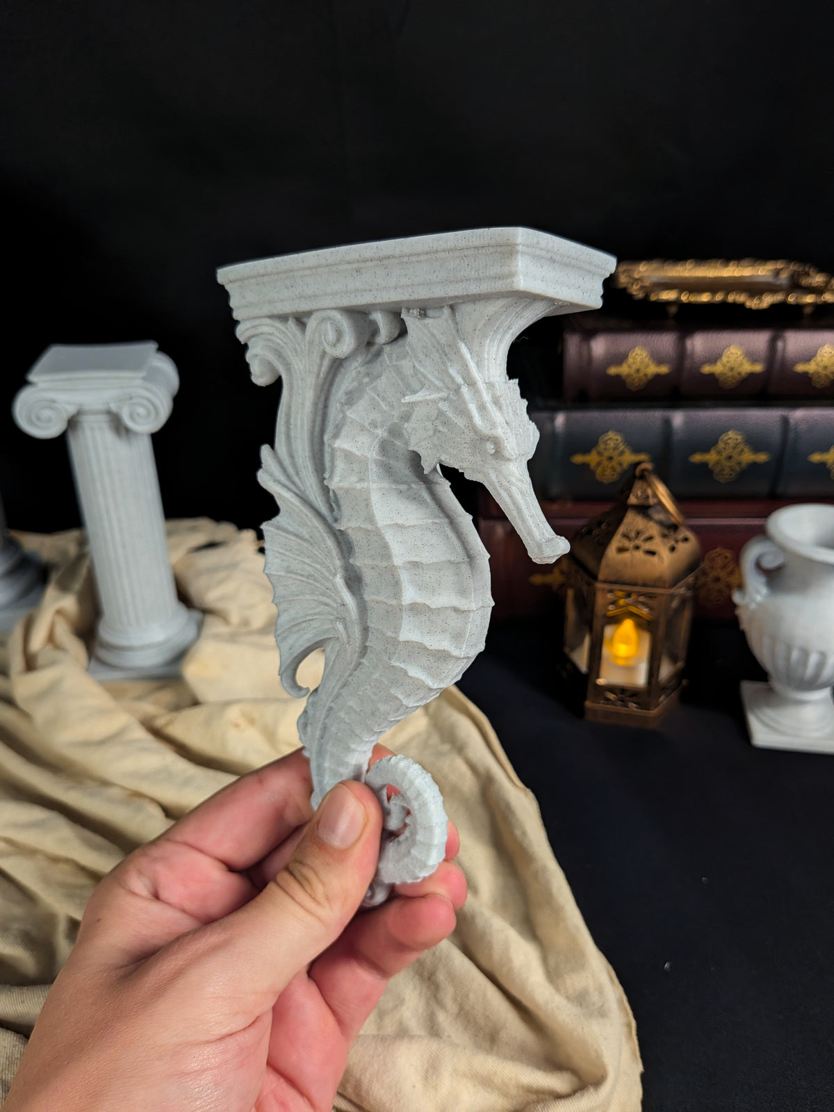 Seahorse Corbel Wall Shelf Bracket - Nautical Coastal Seahorse Decor