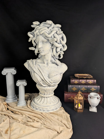20 Inch Medusa Bust Statue - Hand Painted Marble Greek Mythology Sculpture