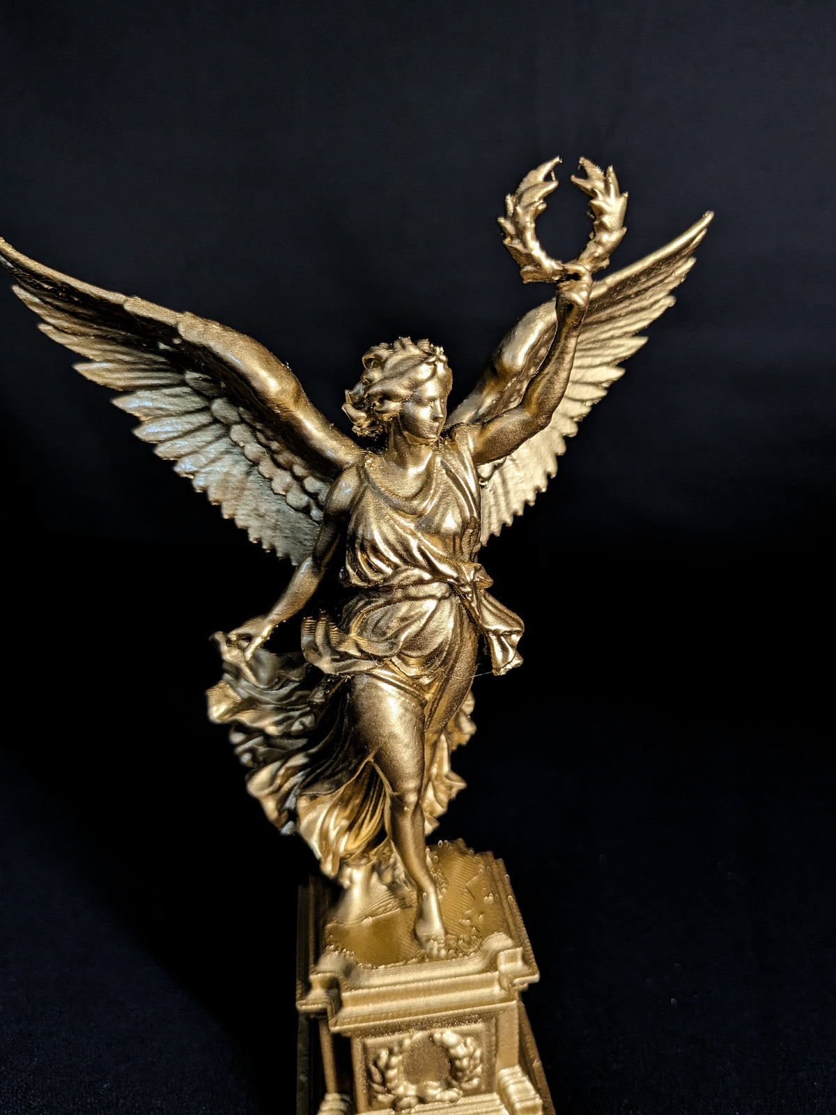 Golden Victory Angel Statue - Hand Painted Gold Winged Sculpture