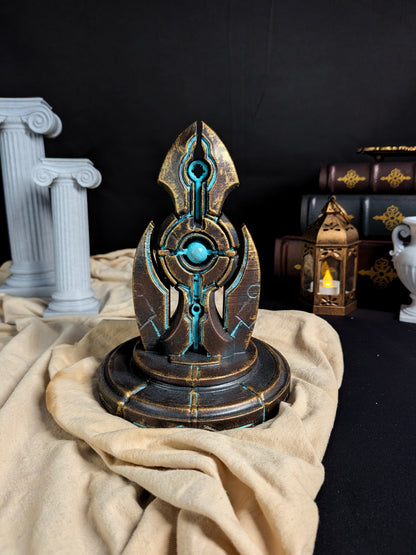 Ancient Sci Fi Artifact Statue - Hand Painted Lost Civilization Relic Sculpture