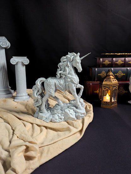 Unicorn Statue - Marble Style Fantasy Horse Sculpture
