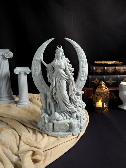 Moon Goddess Statue - Marble Style Crescent Moon Celestial Sculpture