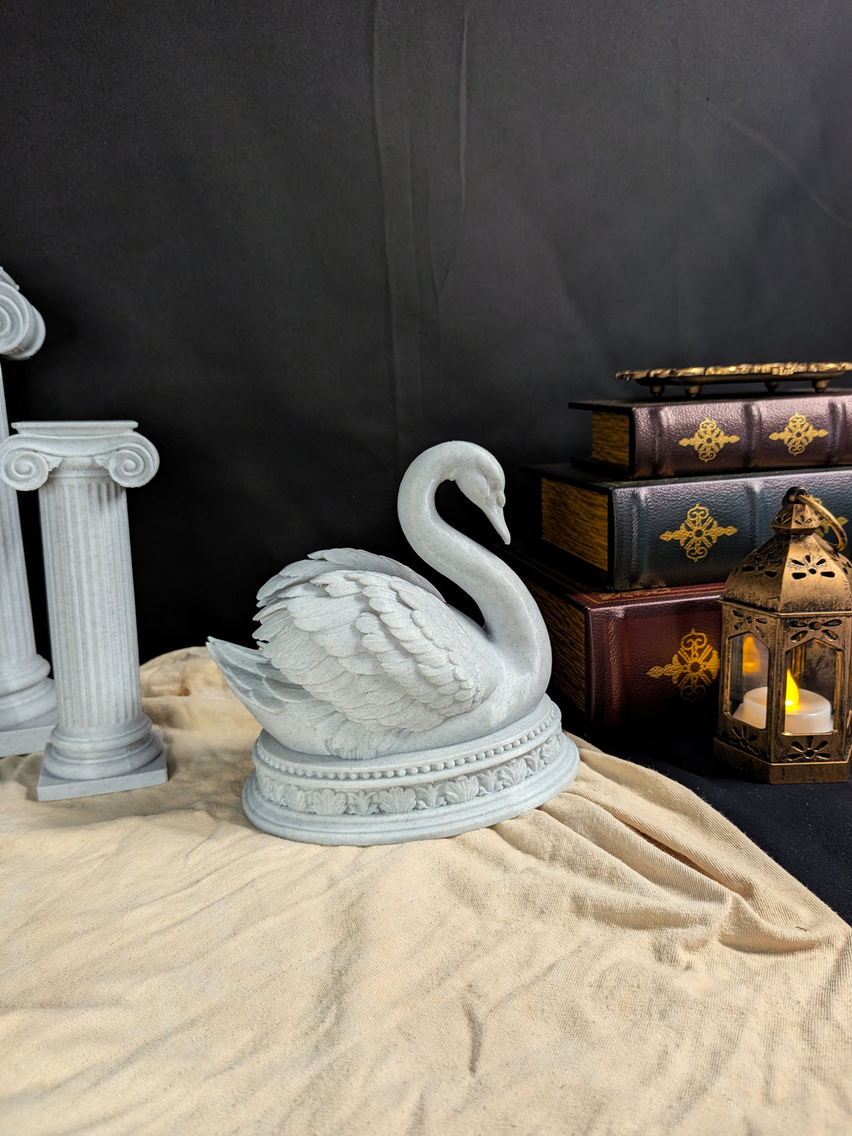 Swan Statue - Marble Style Elegant Bird Sculpture