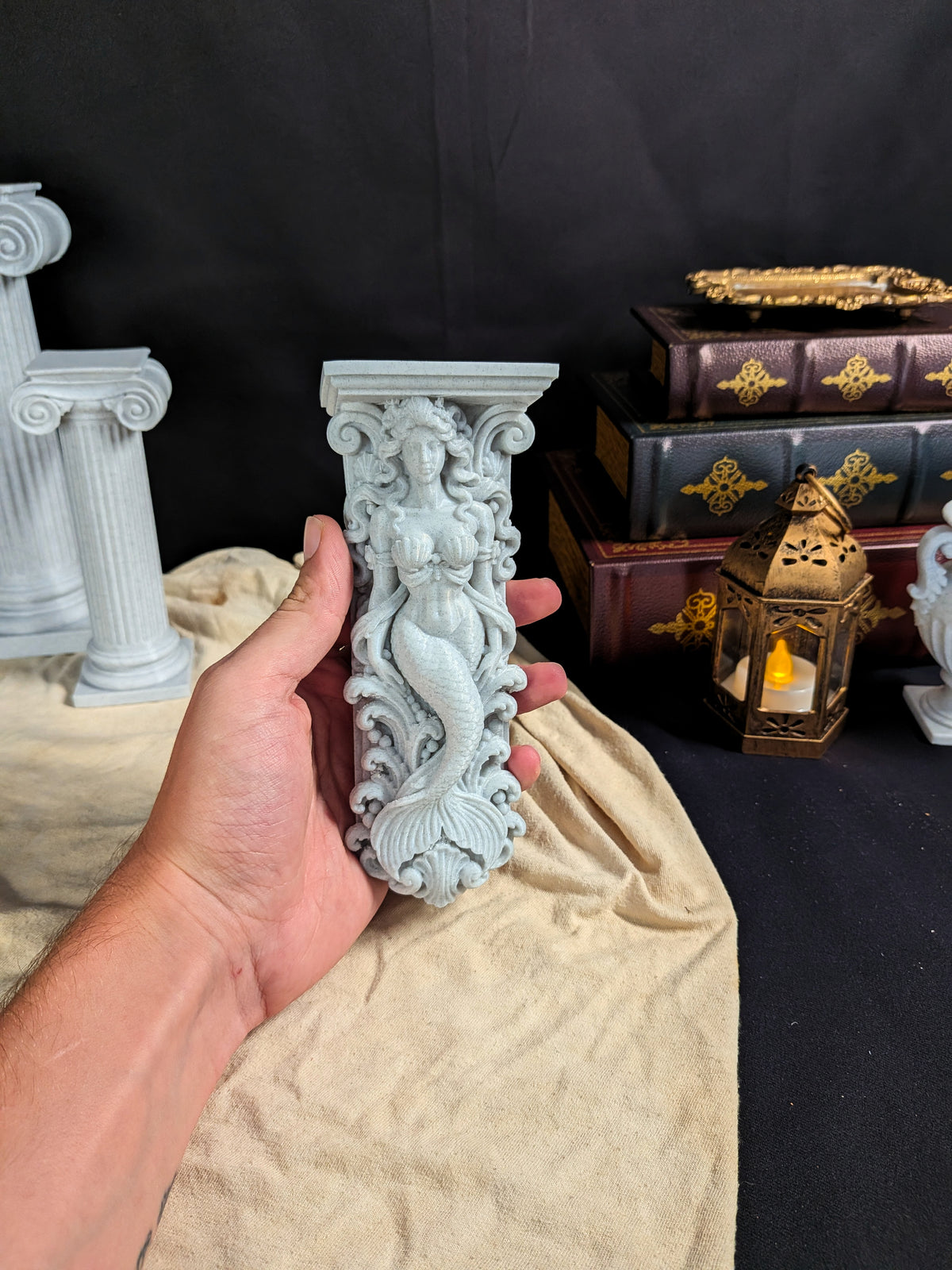 Mermaid Corbel Wall Shelf Bracket - Marble Style Coastal Mermaid Decor