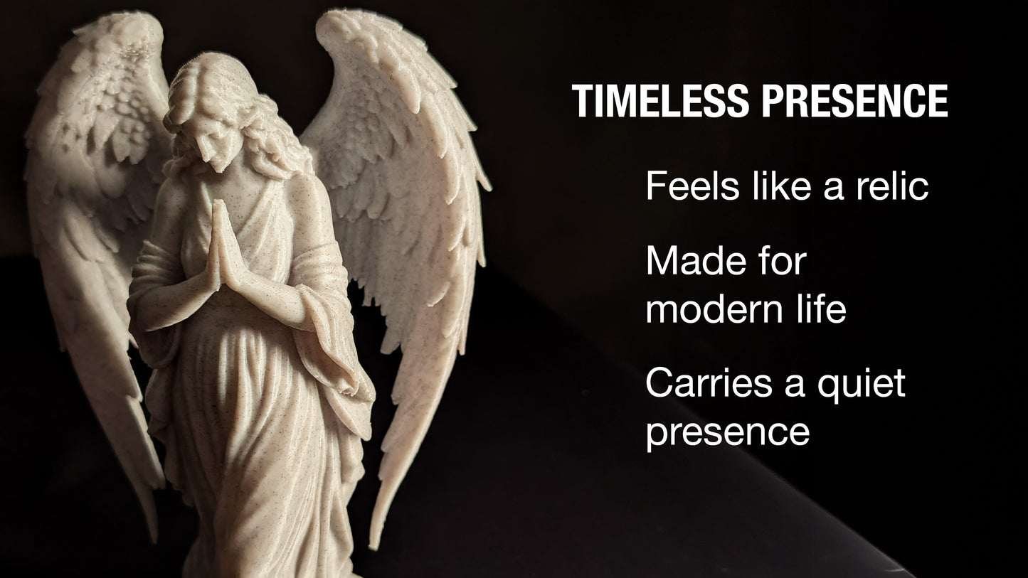 Praying Angel Statue - Marble Finish Guardian Angel Sculpture