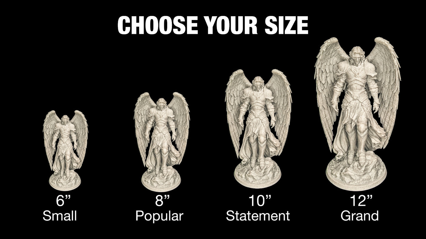 Armored Guardian Angel Statue - Marble-Style Archangel Sculpture