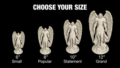 Armored Guardian Angel Statue - Marble-Style Archangel Sculpture