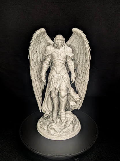 Armored Guardian Angel Statue - Marble-Style Archangel Sculpture