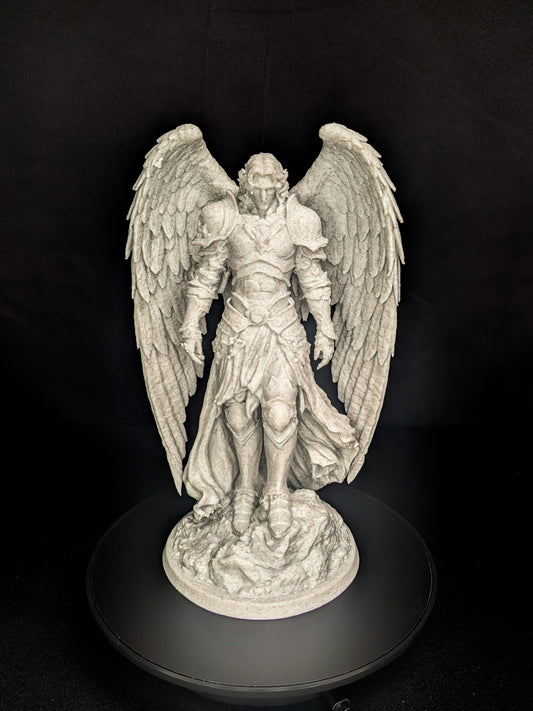Armored Guardian Angel Statue - Marble-Style Archangel Sculpture