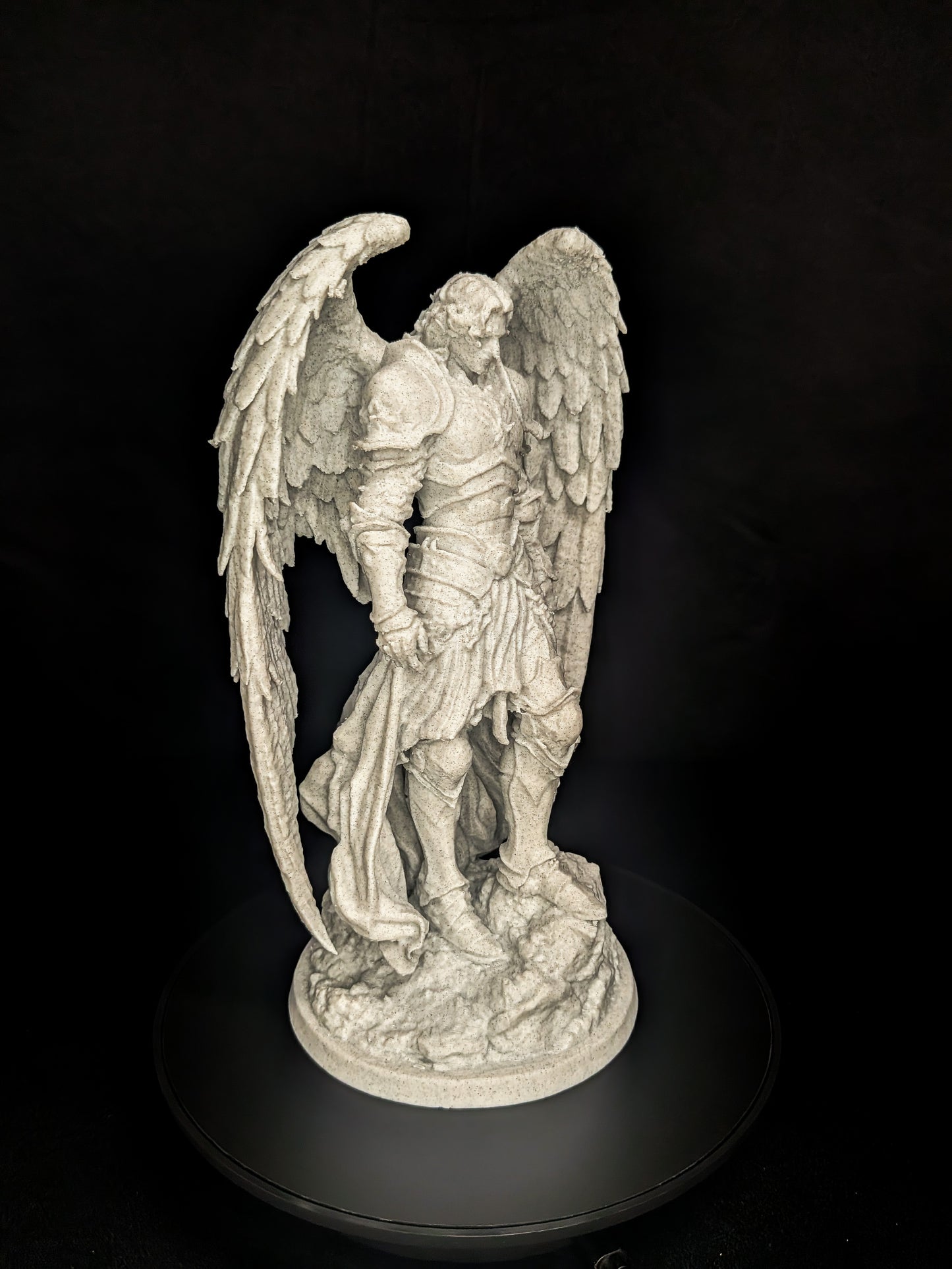 Armored Guardian Angel Statue - Marble-Style Archangel Sculpture