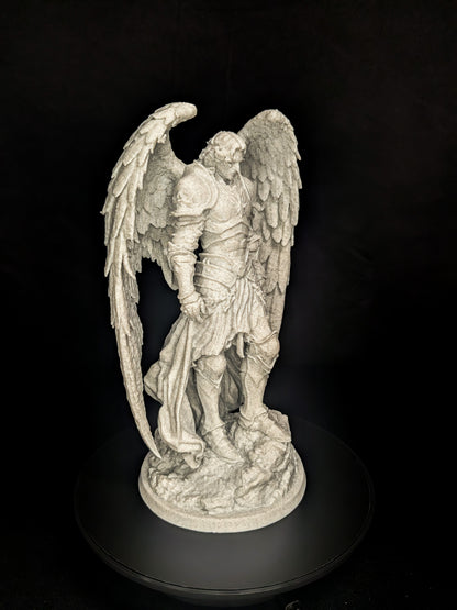 Armored Guardian Angel Statue - Marble-Style Archangel Sculpture