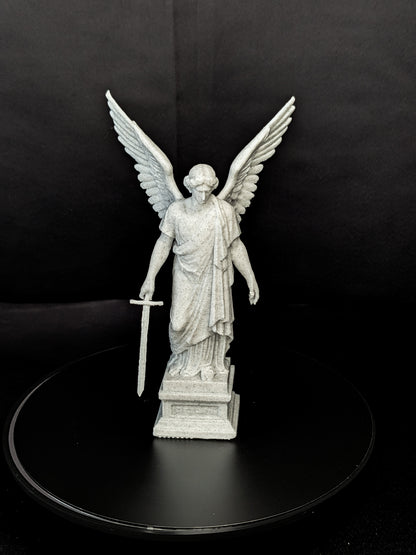 Guardian Angel Statue with Sword - Marble Style Angel Sculpture