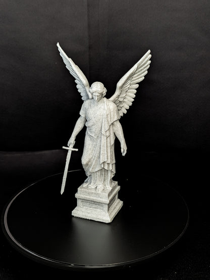 Guardian Angel Statue with Sword - Marble Style Angel Sculpture