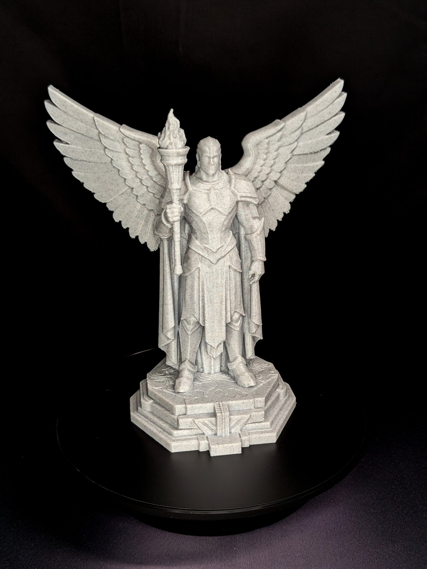 Art Deco Angel Statue - Golden Finish Archangel with Torch Sculpture