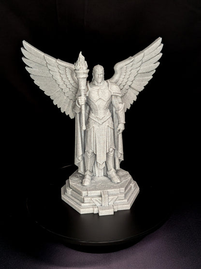 Art Deco Angel Statue - Golden Finish Archangel with Torch Sculpture