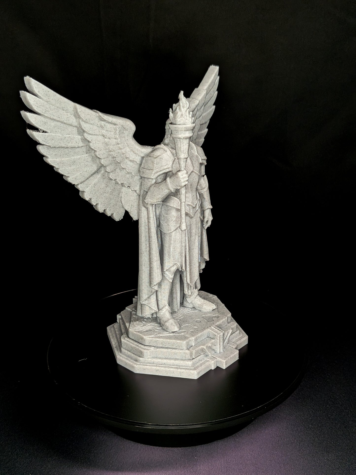 Art Deco Angel Statue - Golden Finish Archangel with Torch Sculpture