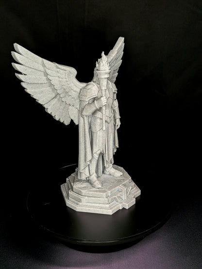 Art Deco Angel Statue - Golden Finish Archangel with Torch Sculpture