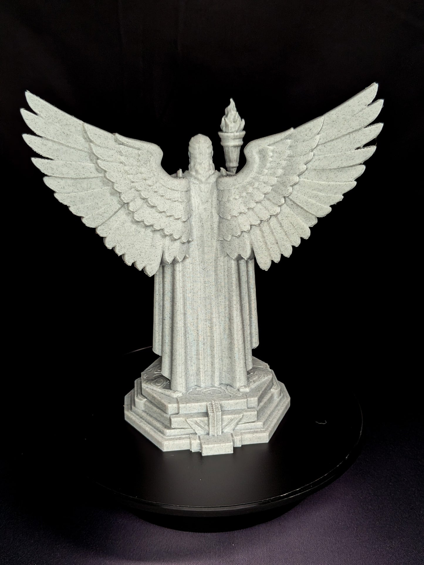 Art Deco Angel Statue - Golden Finish Archangel with Torch Sculpture