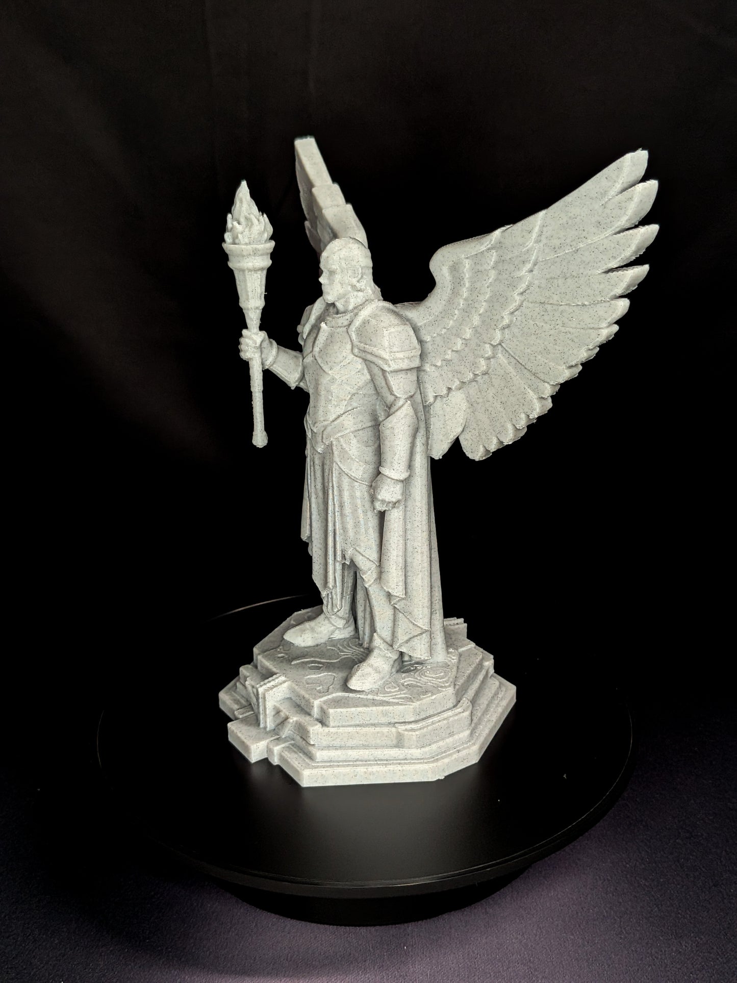 Art Deco Angel Statue - Golden Finish Archangel with Torch Sculpture
