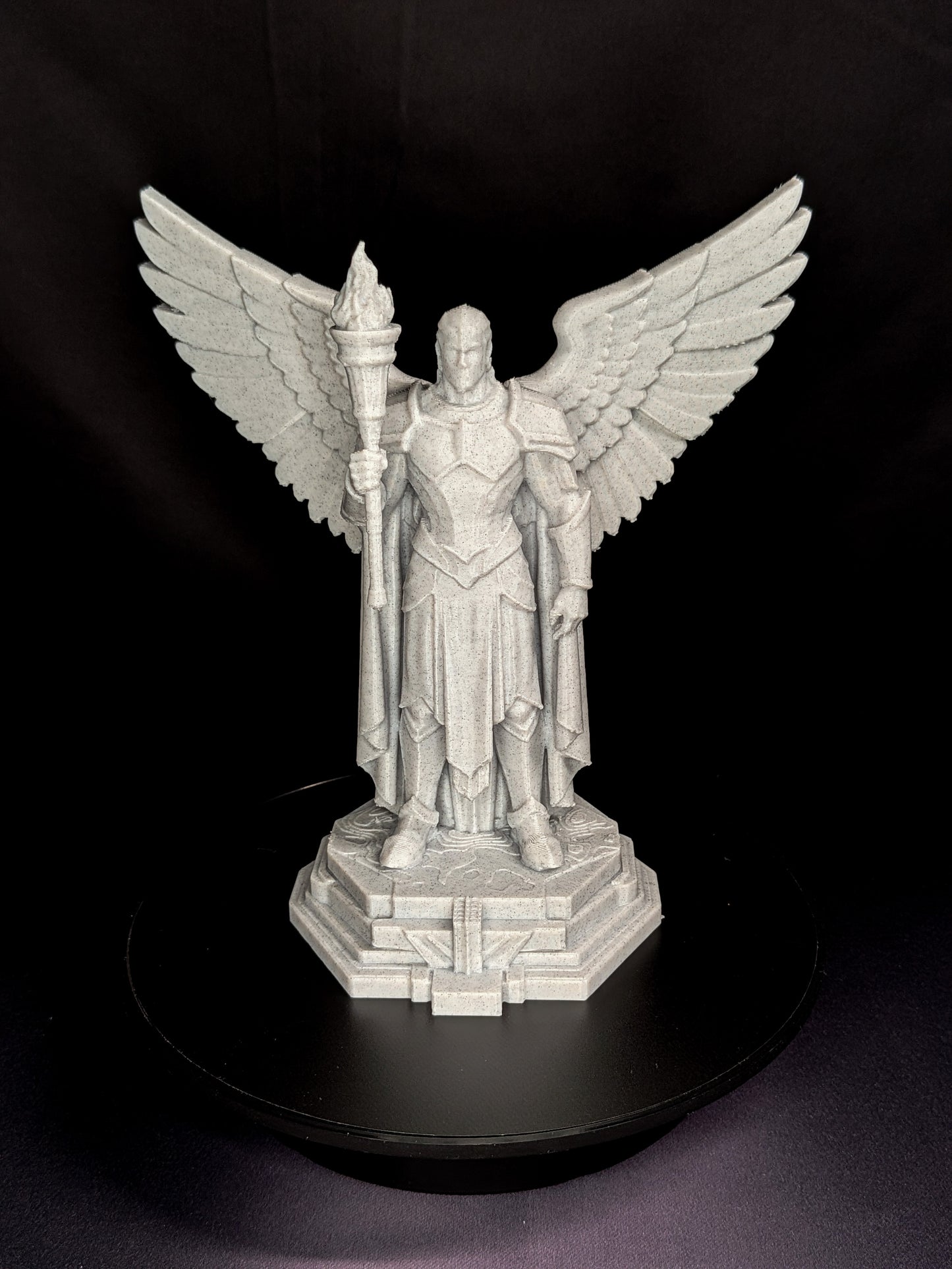 Art Deco Angel Statue - Golden Finish Archangel with Torch Sculpture