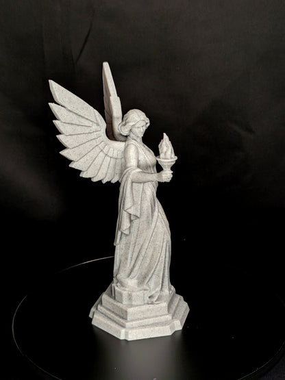 Art Deco Angel Statue with Torch | Guardian Angel Decor
