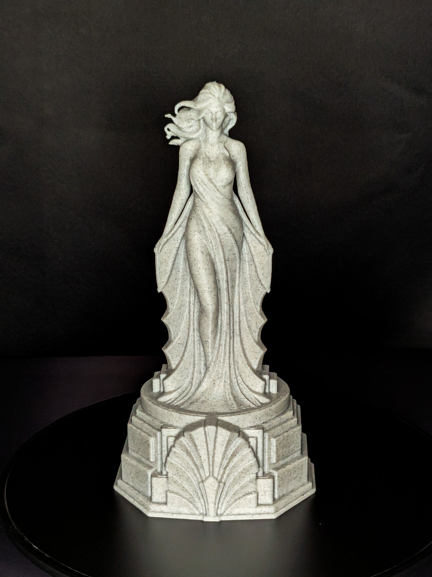 Art Deco Woman Statue - Radiant Silver Elegant Female Sculpture