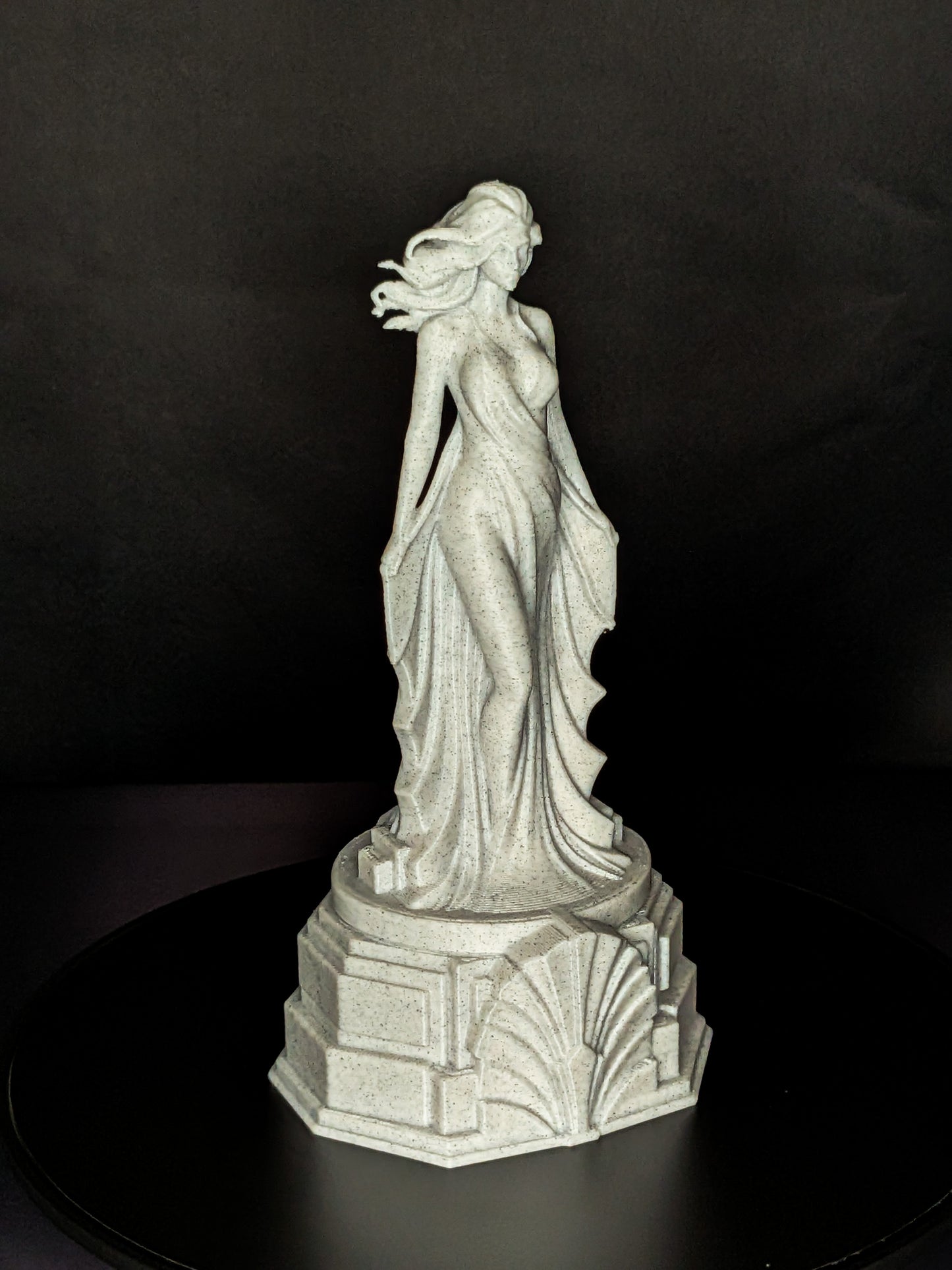 Art Deco Woman Statue - Radiant Silver Elegant Female Sculpture