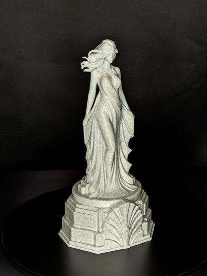 Art Deco Woman Statue - Radiant Silver Elegant Female Sculpture