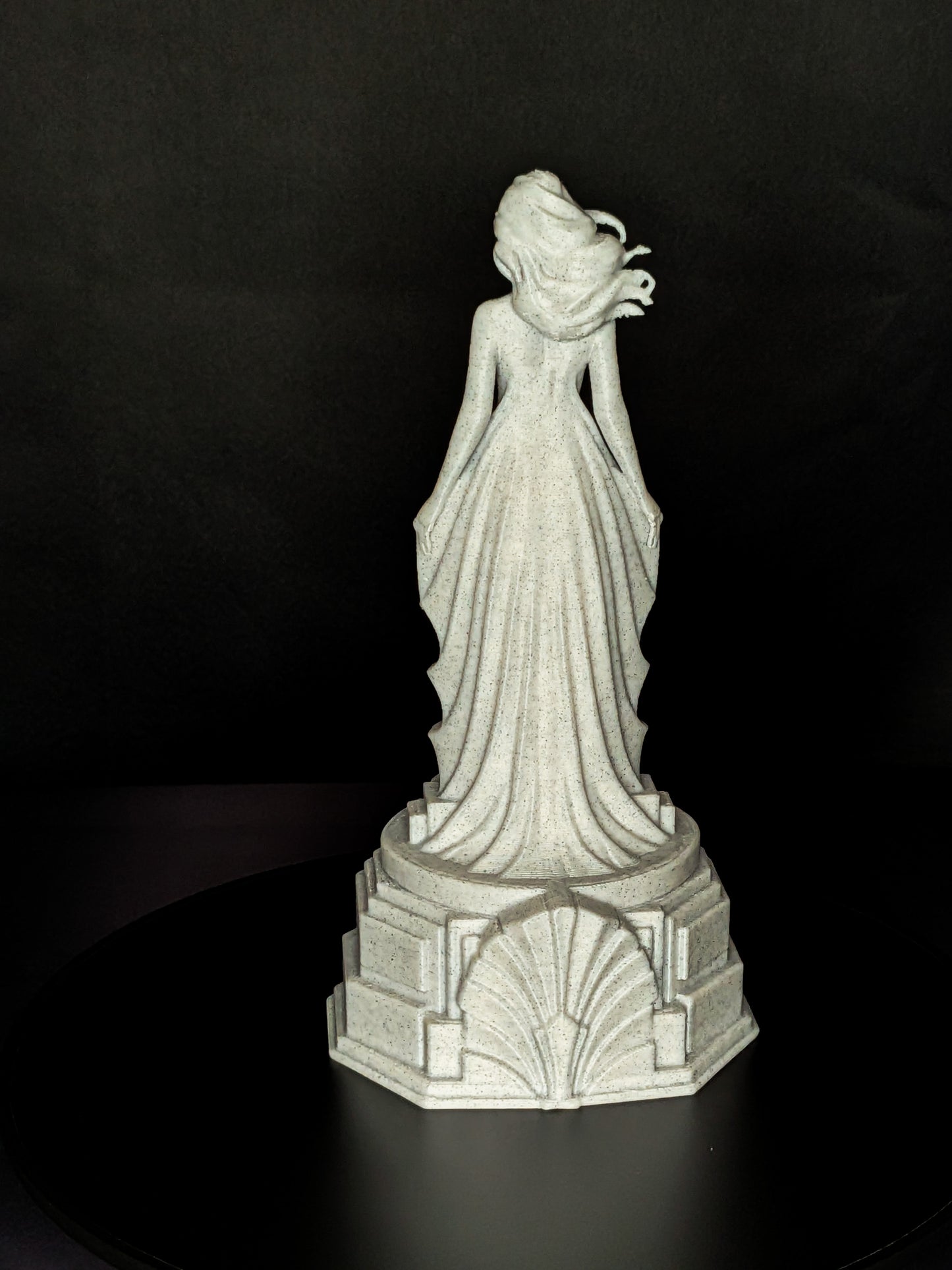 Art Deco Woman Statue - Radiant Silver Elegant Female Sculpture