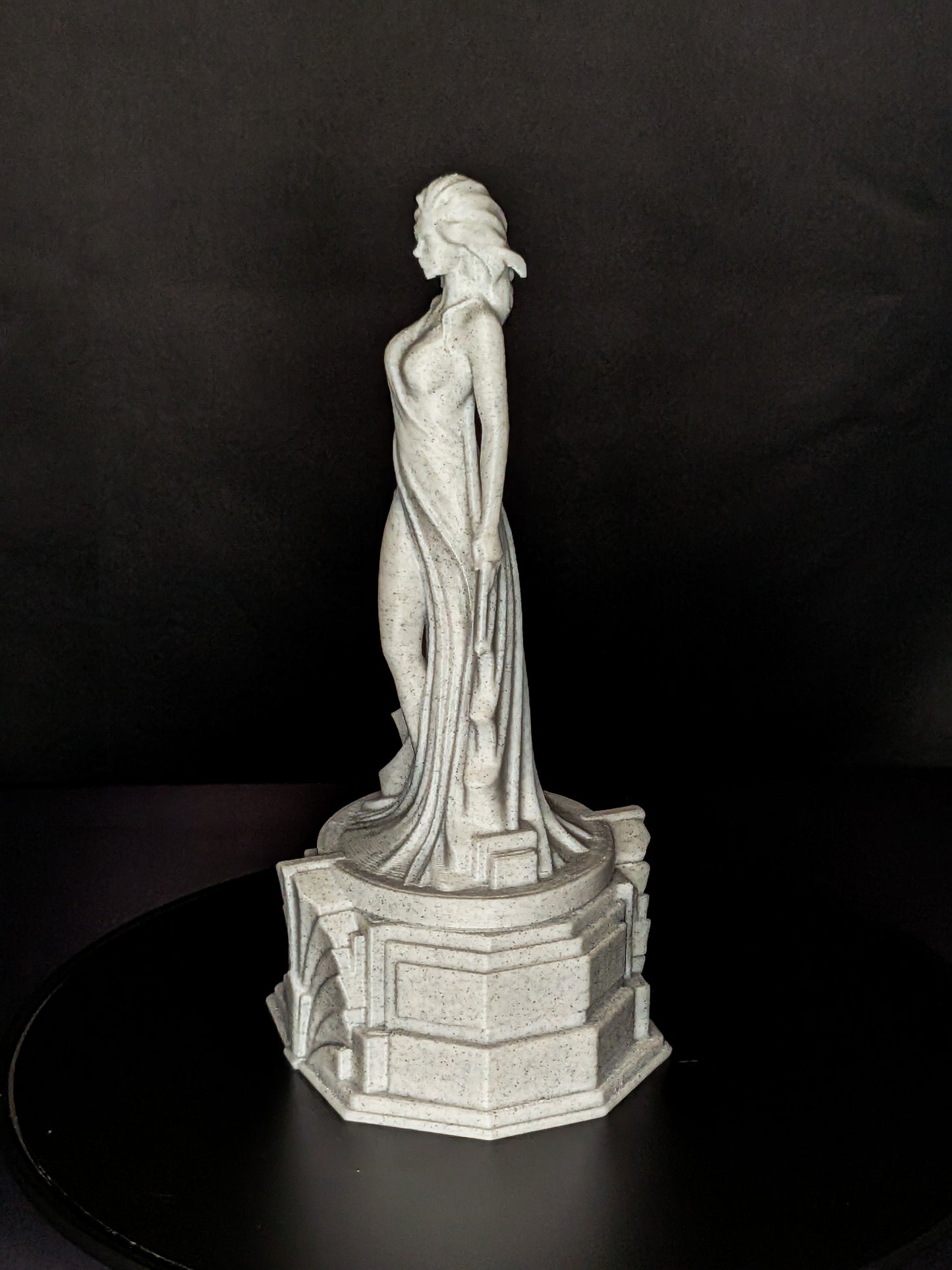 Art Deco Woman Statue - Radiant Silver Elegant Female Sculpture