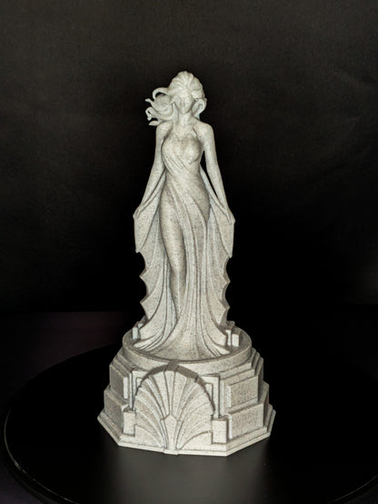 Art Deco Woman Statue - Radiant Silver Elegant Female Sculpture