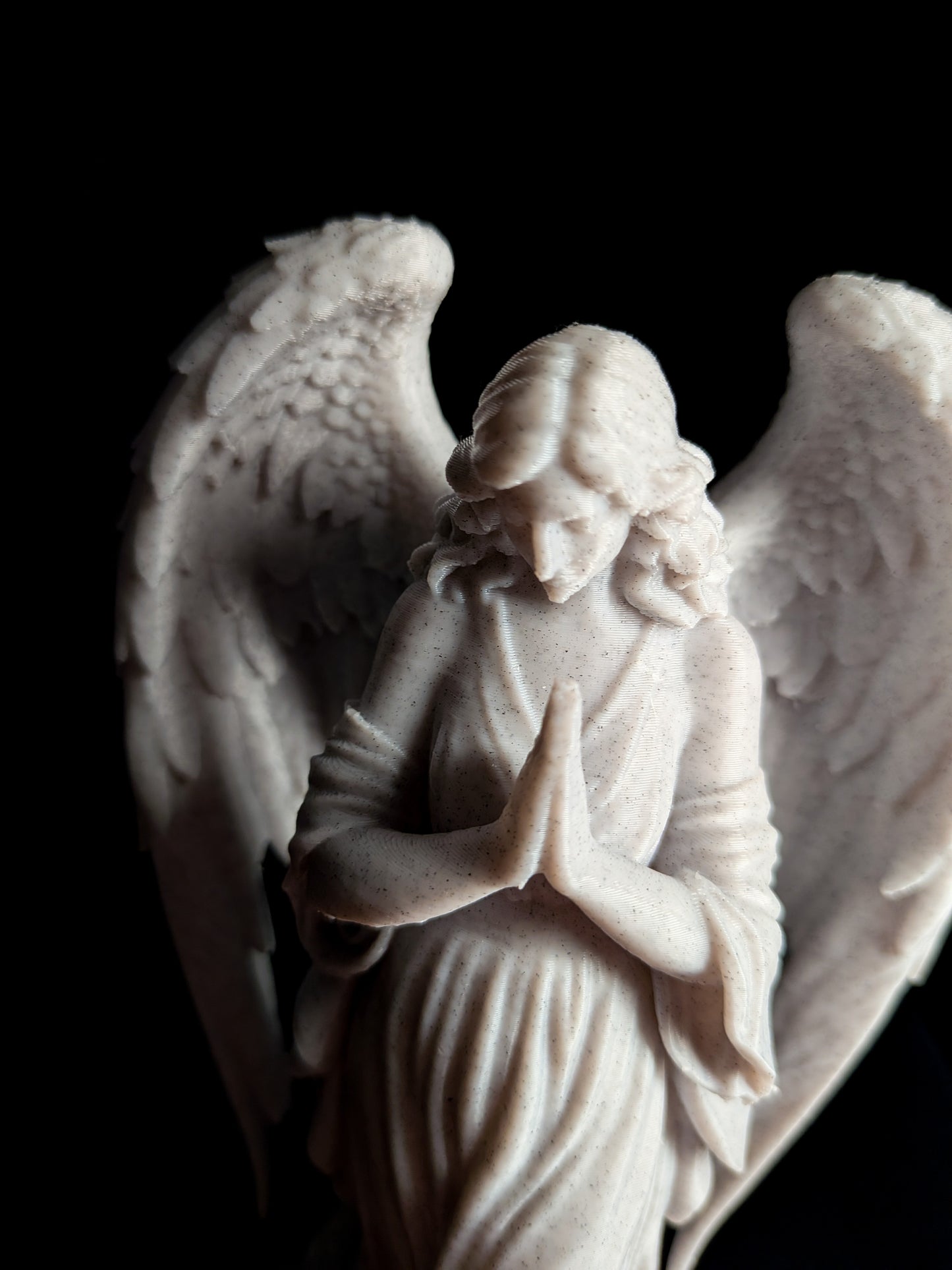 Praying Angel Statue - Marble Finish Guardian Angel Sculpture