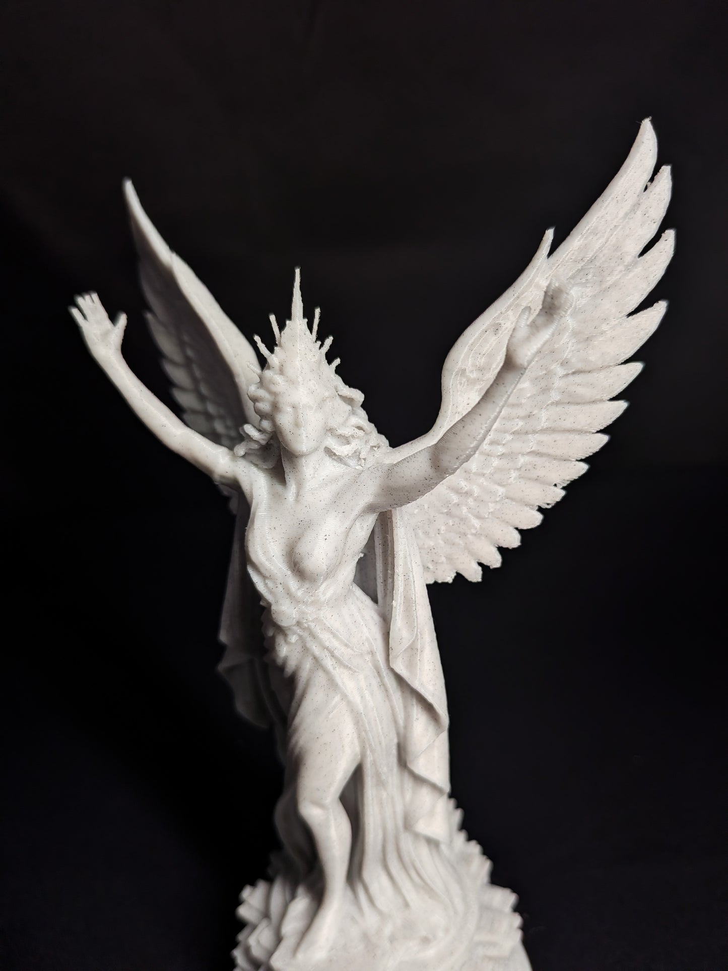 Art Deco Angel Statue - Marble Finish Winged Sculpture