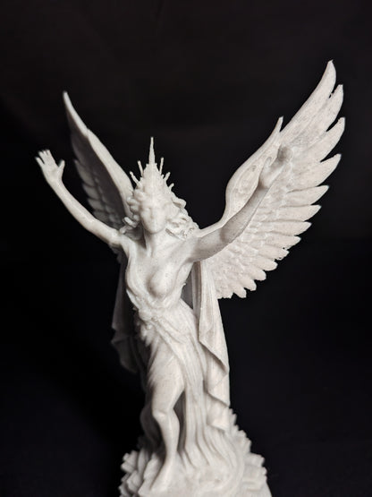 Art Deco Angel Statue - Marble Finish Winged Sculpture
