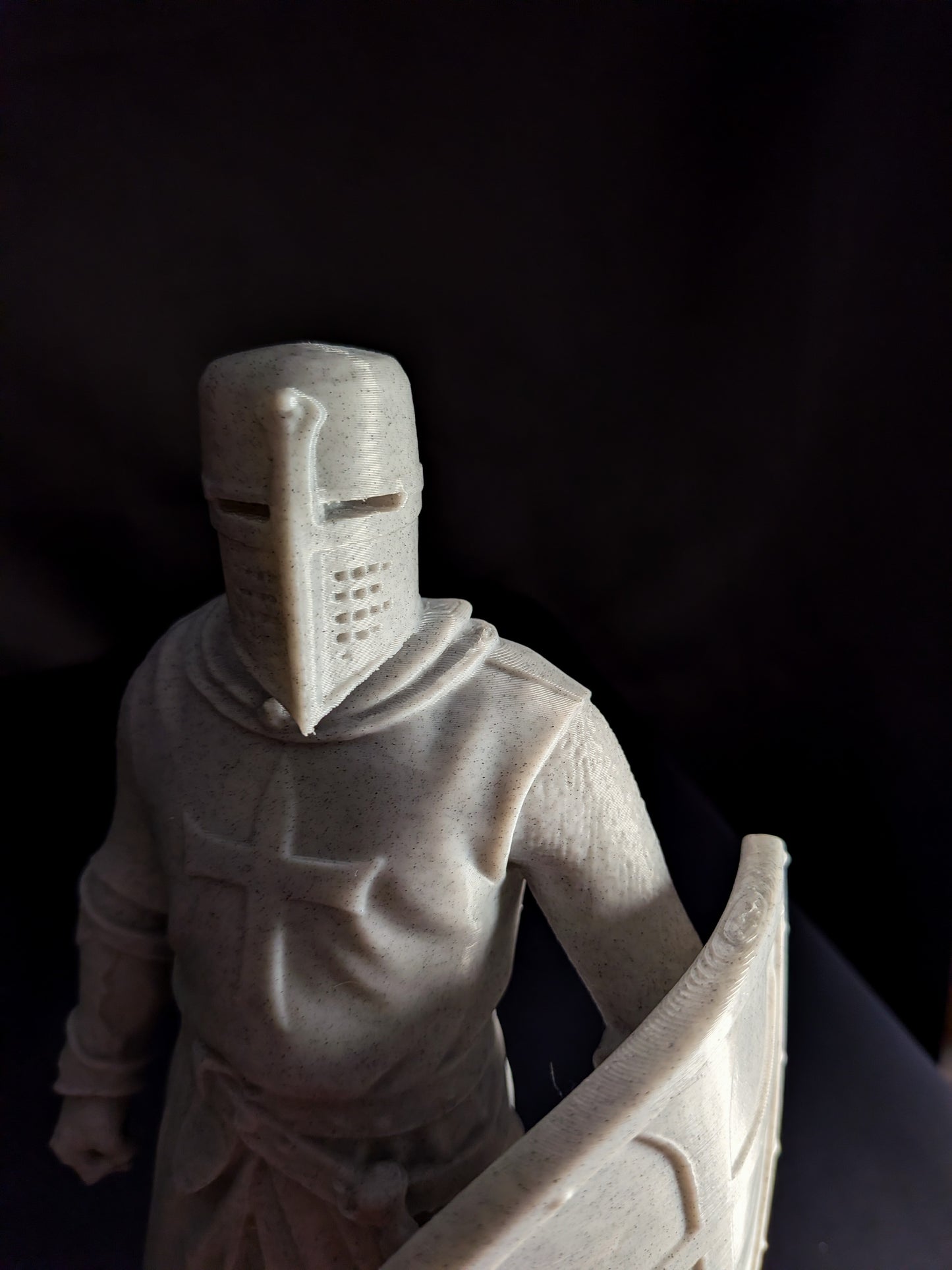 Medieval Crusader Knight Statue - Marble Style Templar Sculpture