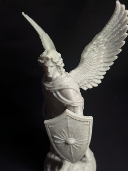 Archangel Michael Statue - Marble Finish Guardian Angel Sculpture