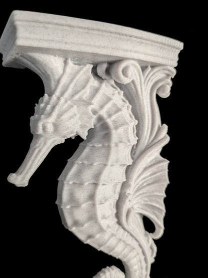Seahorse Corbel Wall Shelf Bracket - Nautical Coastal Seahorse Decor
