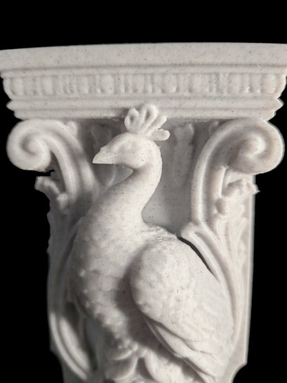 Peacock Corbel Wall Shelf Bracket - Marble Style Bird Wall Decor