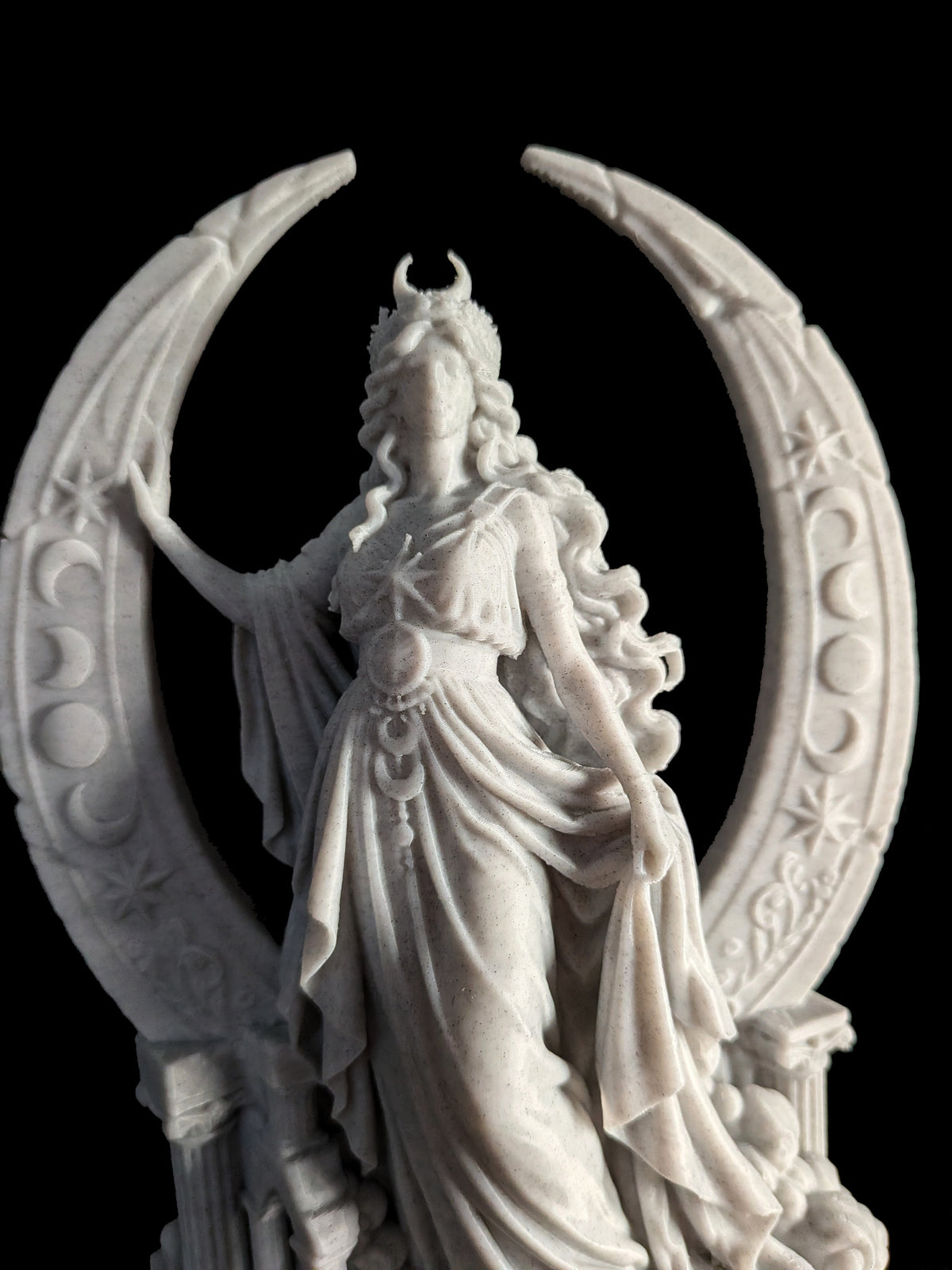 Moon Goddess Statue - Marble Style Crescent Moon Celestial Sculpture