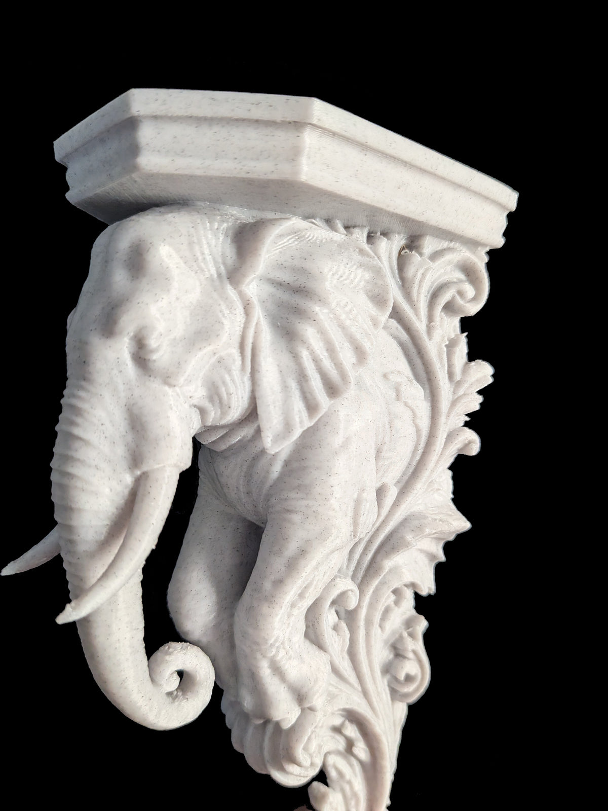 Elephant Corbel Wall Shelf Bracket - Marble Style Safari Decor