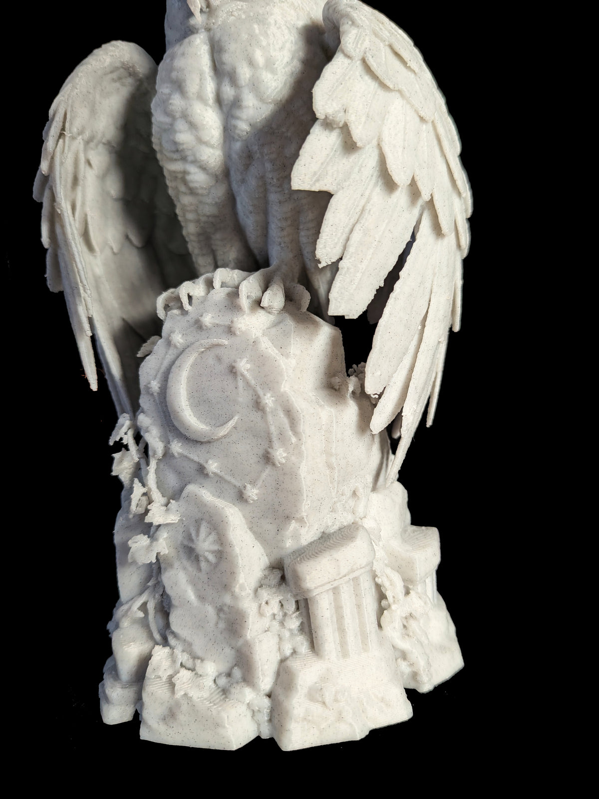 Owl Statue - Marble Style Celestial Wisdom Sculpture