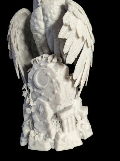 Owl Statue - Marble Style Celestial Wisdom Sculpture