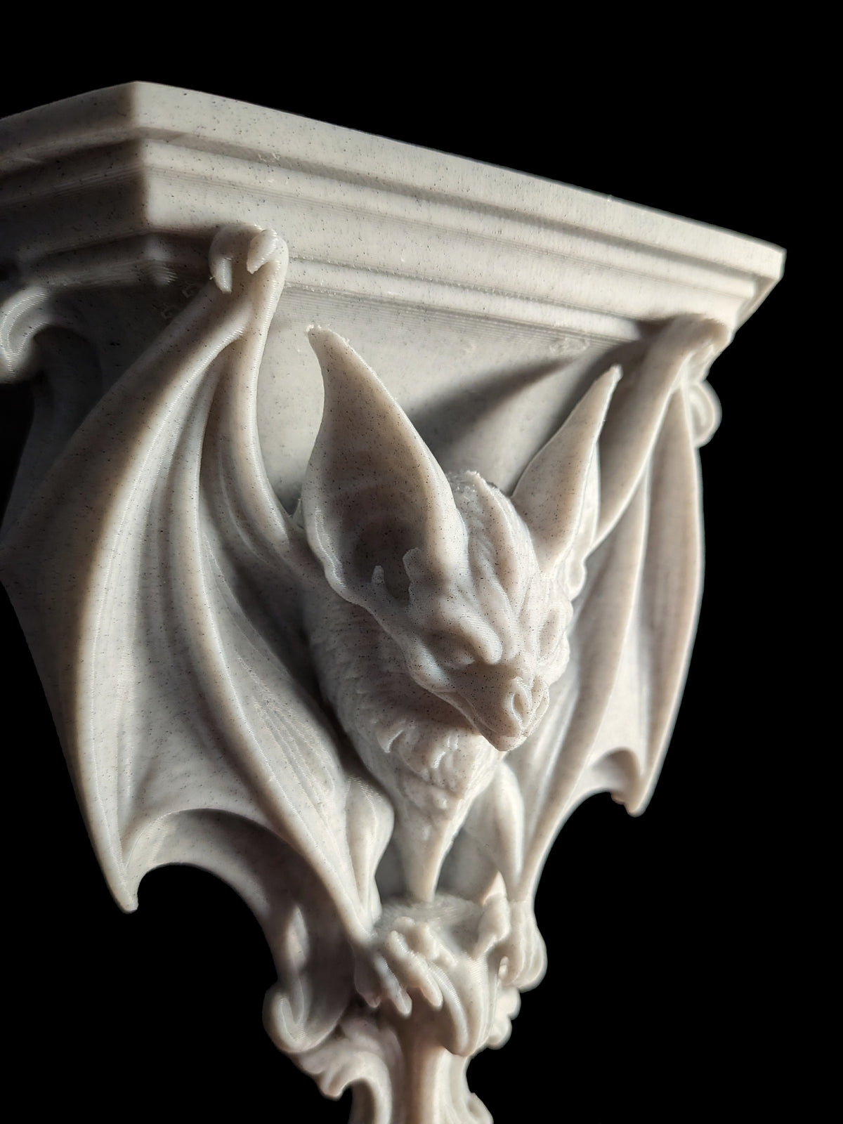 Bat Corbel Wall Shelf Bracket - Marble Style Gothic Bat Decor