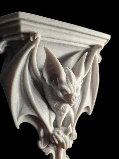 Bat Corbel Wall Shelf Bracket - Marble Style Gothic Bat Decor